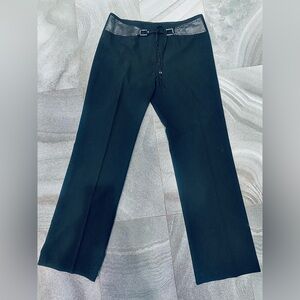 Absolu Paris Black Wide Leg Pants with a faux Leather Belt detail size 46